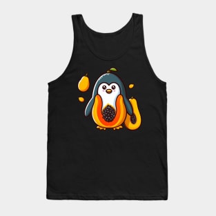 Papaya Penguin Paradise: Whimsical Fruit and Arctic Charm Tank Top